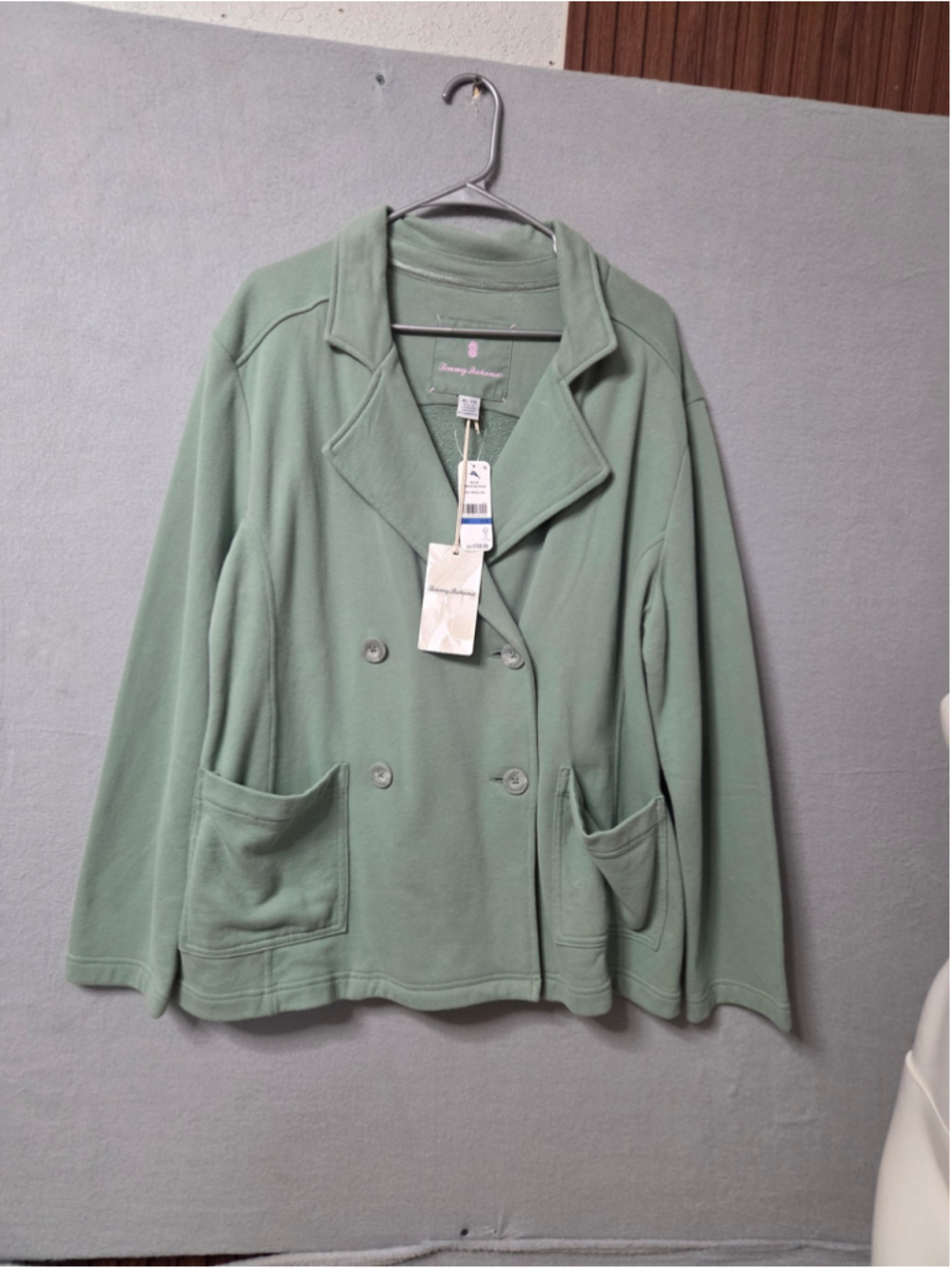 Women's Tommy Bahama Green Double Breasted Blazer Jacket Size XL p2p 24 in